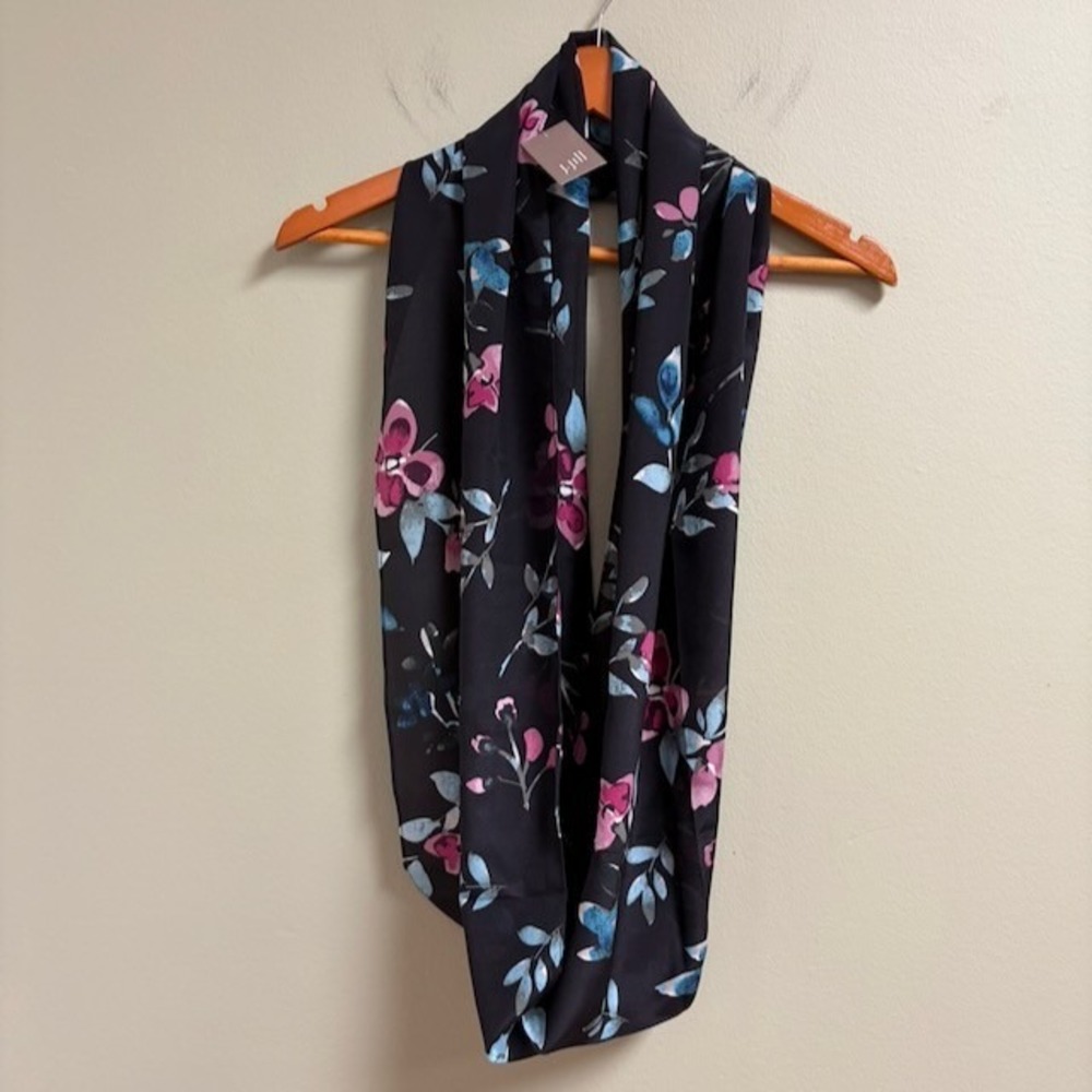 J Jill Whimsigoth Silk Dark Floral Infinity Scarf NWT One Size Romantic Feminine